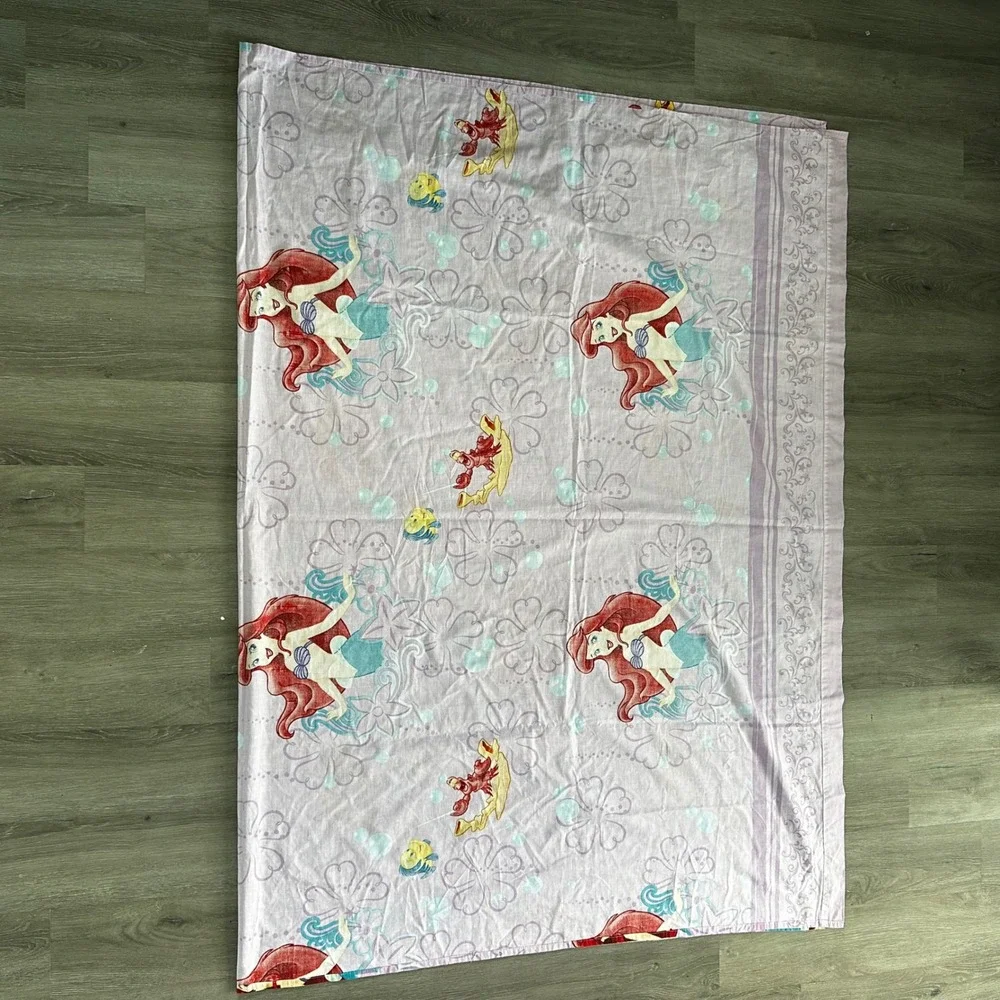 Disney The Little Mermaid Twin Flat Sheet Ariel Pink Purple Good 90s Retro